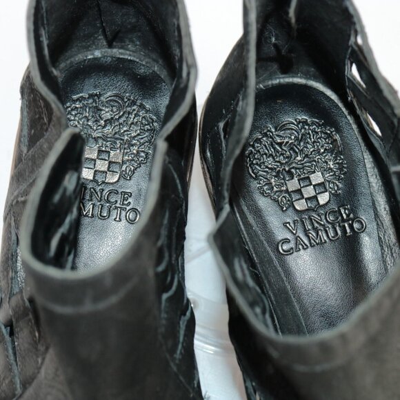 Vince Camuto Womens Peera Boot Size 9 Black Nubuck Cutouts Bootie Low Block Heel - Picture 9 of 12